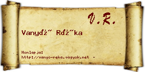 Vanyó Réka névjegykártya